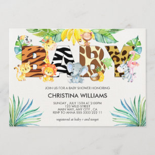Cute Safari Animals Baby Shower Invitation