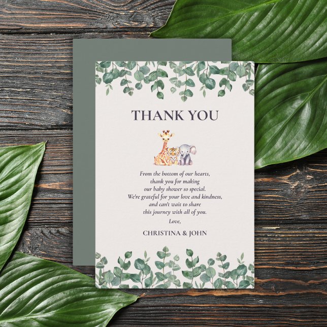 Cute Safari Animals Baby Shower Thank You Card (Creator Uploaded)