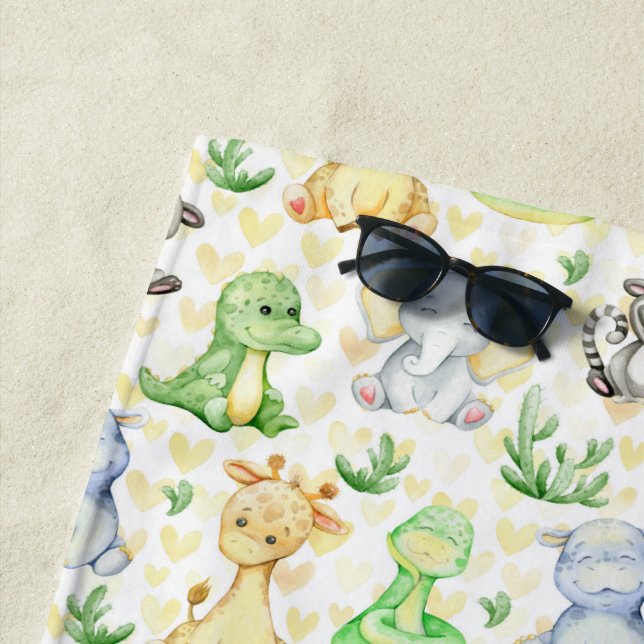 Cute Safari Animals Beach Towel (In Situ)