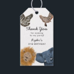 Cute Safari Animals Birthday Party Gift Tags<br><div class="desc">Cute safari theme kid's birthday party gift tag featuring illustration of lion,  elephant,  zebra,  and giraffe. The text says "thank you for coming to my party."</div>