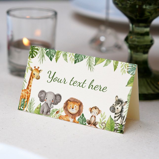 Cute Safari Animals Birthday Party Place Card (Creator Uploaded)