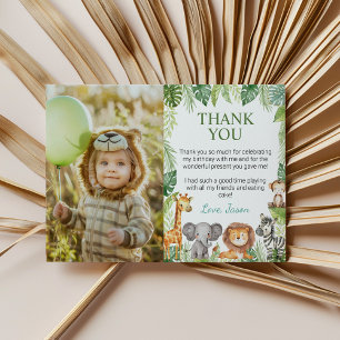 Cute Safari Animals Birthday Photo Thank You Card