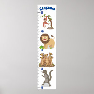 Cute safari animals cartoon growth chart