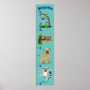 Cute safari animals cartoon growth chart