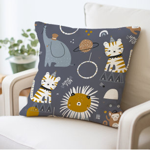 Cute Safari Animals Decorative Pillow, Fun Animal Cushion