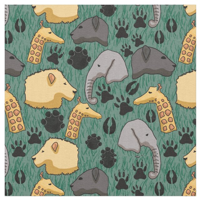 Cute Safari Animals Fabric (Close Up)