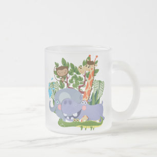 Cute Safari Animals Frosted Glass Coffee Mug