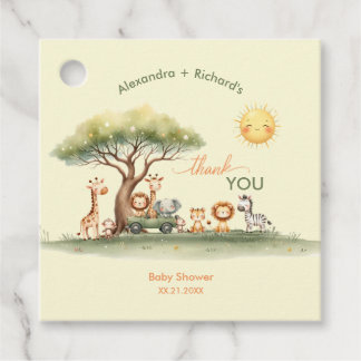 Cute safari animals gender neutral baby shower favour tags