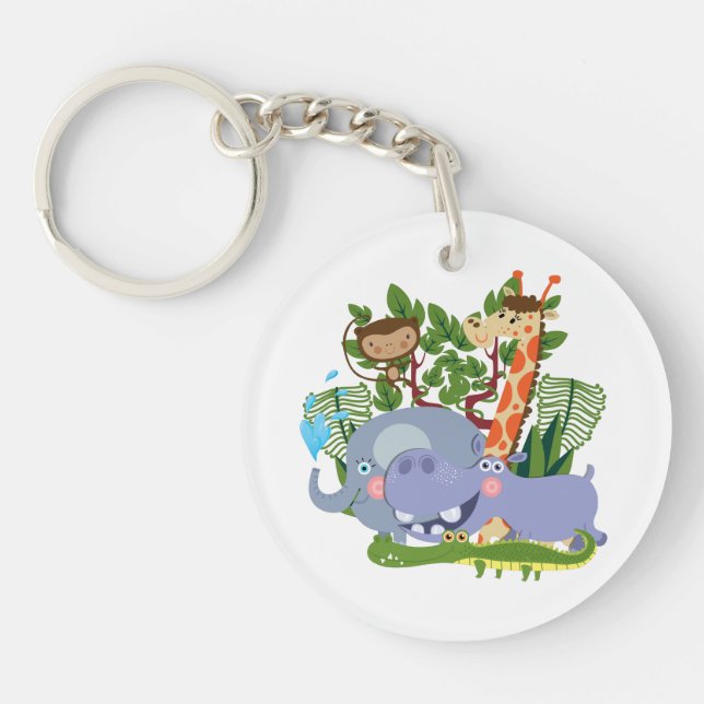Cute Safari Animals Key Ring (Front)