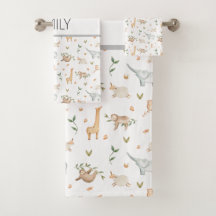 Cute safari animals kids bath towel set