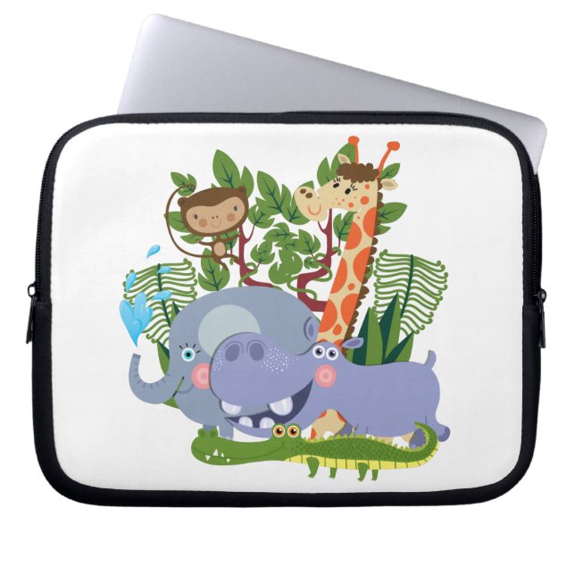 Cute Safari Animals Laptop Sleeve (Front)