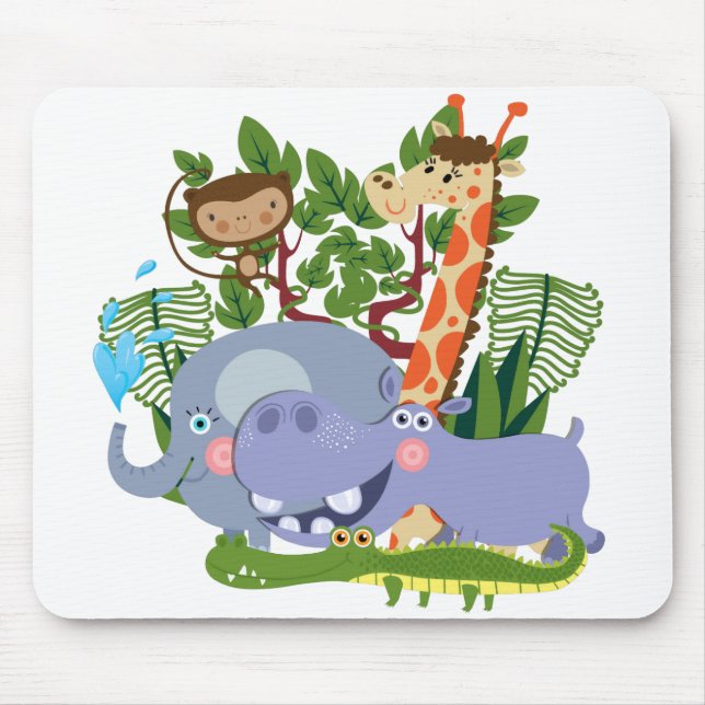 Cute Safari Animals Mouse Mat (Front)