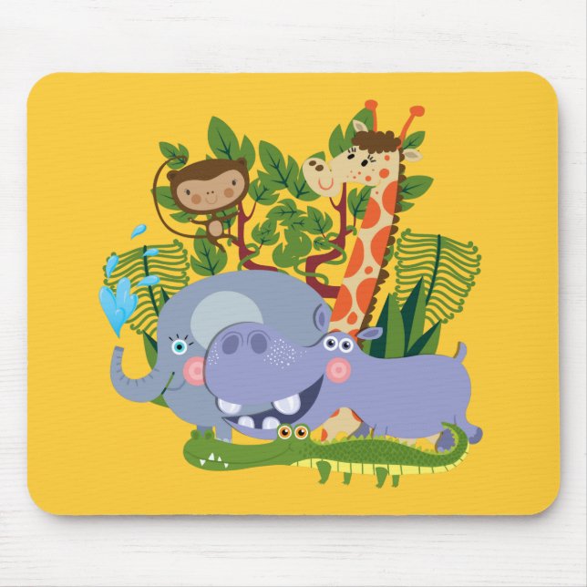 Cute Safari Animals Mouse Mat (Front)