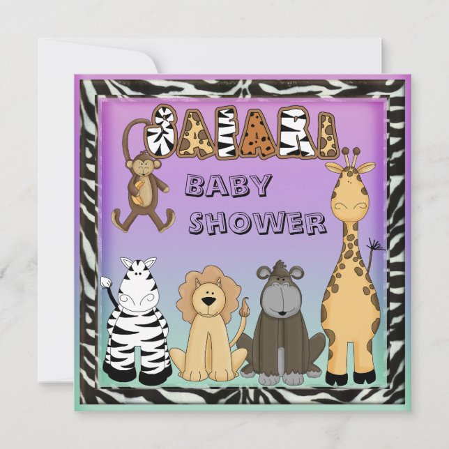 Cute Safari Animals Neutral Baby Shower Invitation (Front)