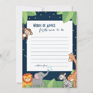 Cute Safari Animals New Mummy Advice Shower Cards