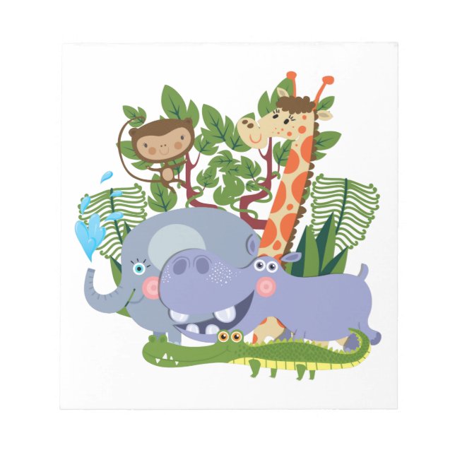 Cute Safari Animals Notepad (Front)