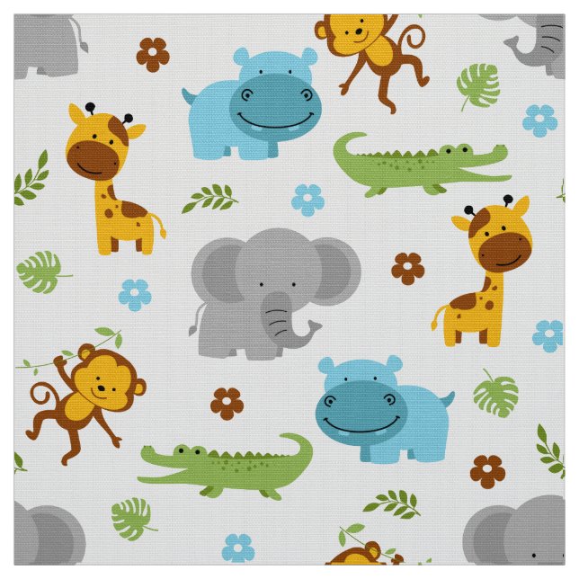 Cute Safari Animals Nursery Fabric (Swatch)