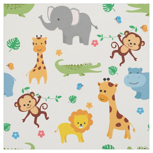 Cute Safari Animals Nursery Fabric (Swatch)