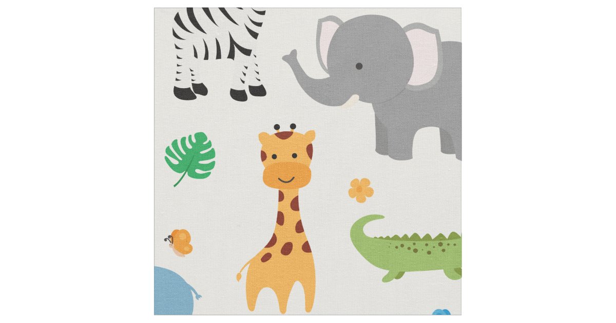 Cute Safari Animals Nursery Fabric Zazzle