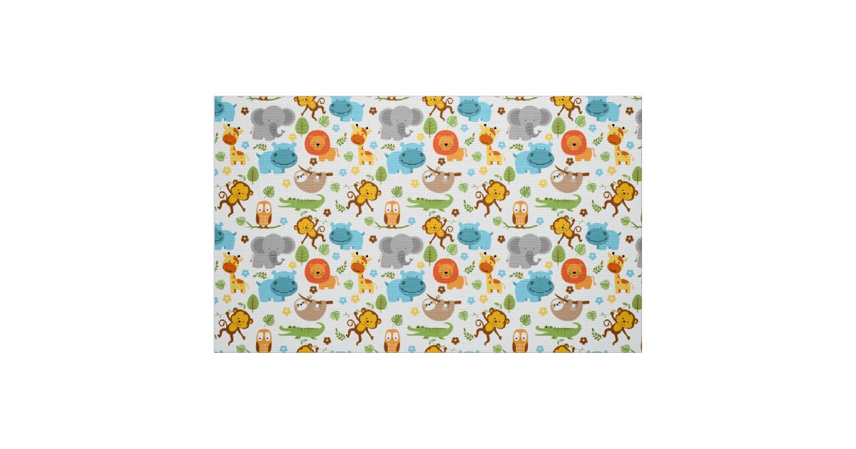 Cute Safari Animals Nursery Fabric Zazzle