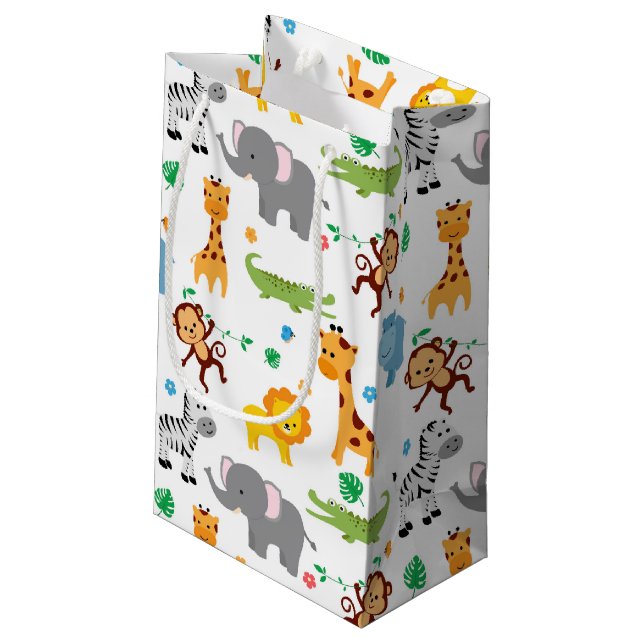 Cute Safari Animals Nursery Pattern Small Gift Bag (Back Angled)