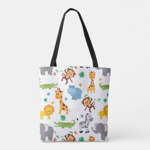 Cute Safari Animals Nursery Pattern Tote Bag