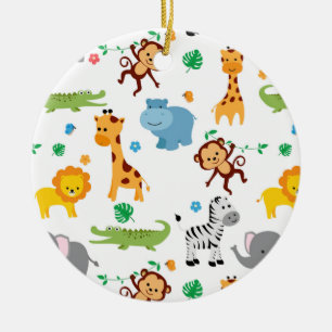 Cute Safari Animals Nursery Pattern Tote Bag Ceramic Tree Decoration