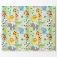 Whimsical Woodland Forest Animals Greenery Pattern Wrapping Paper