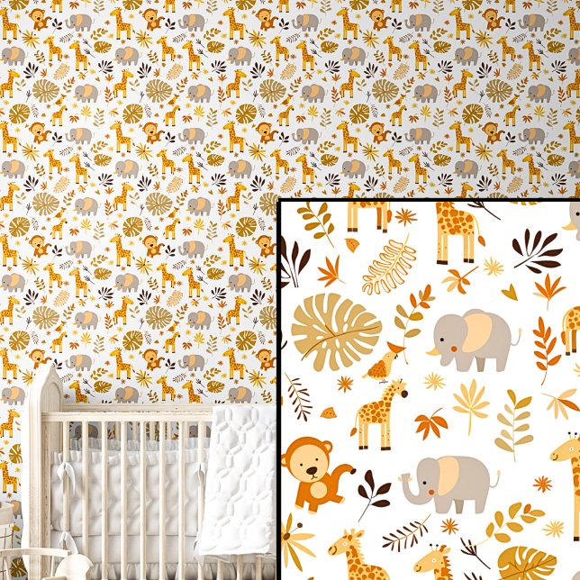 Cute Safari Animals Orange Brown Elephant Giraffe  Wallpaper (Creator Uploaded)