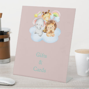 cute safari animals pedestal sign