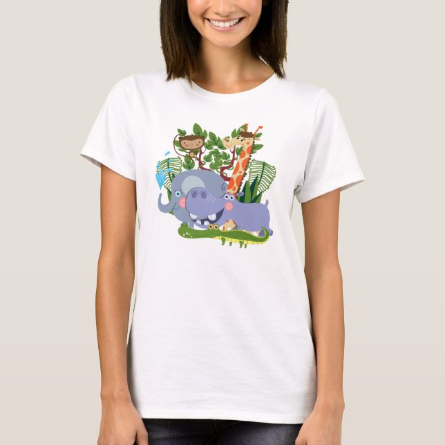 Cute Safari Animals T-Shirt (Front)
