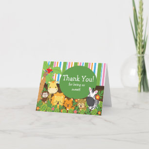Cute Safari Animals Thank You Note Card
