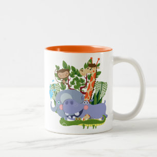 Cute Safari Animals Two-Tone Coffee Mug
