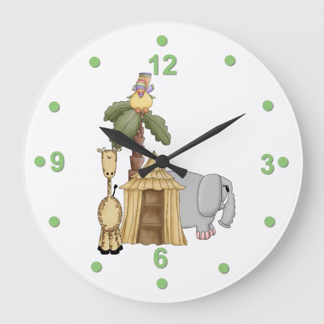 Cute Safari Animals Wall Clock (Front)