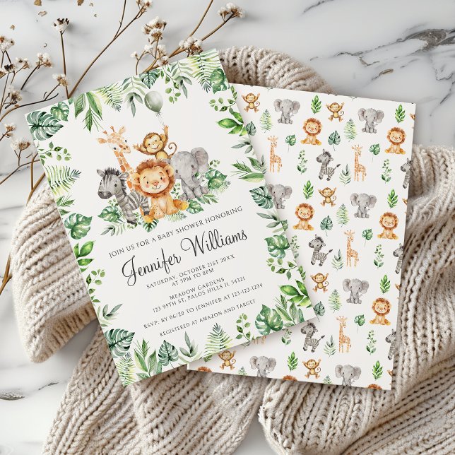 Cute Safari Animals Wild One Baby Shower Invitation (Creator Uploaded)