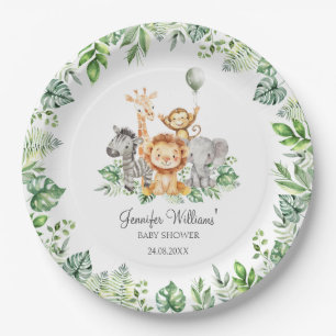 Cute Safari Animals Wild One baby shower Paper Plate