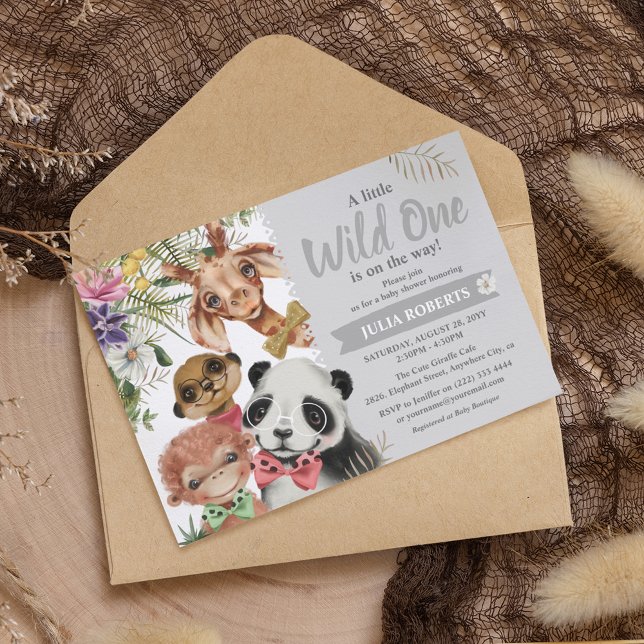 Cute Safari Animals Wild One Boy Baby Shower Invitation (Creator Uploaded)