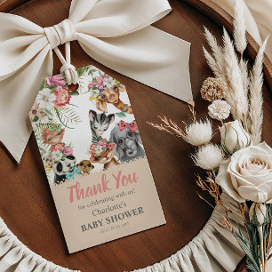 Cute Safari Animals Wild One Girl Baby Shower  Gift Tags