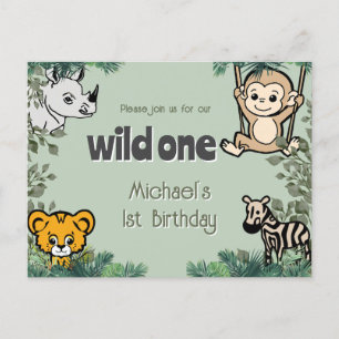 Cute Safari Animals Wild One Postcard