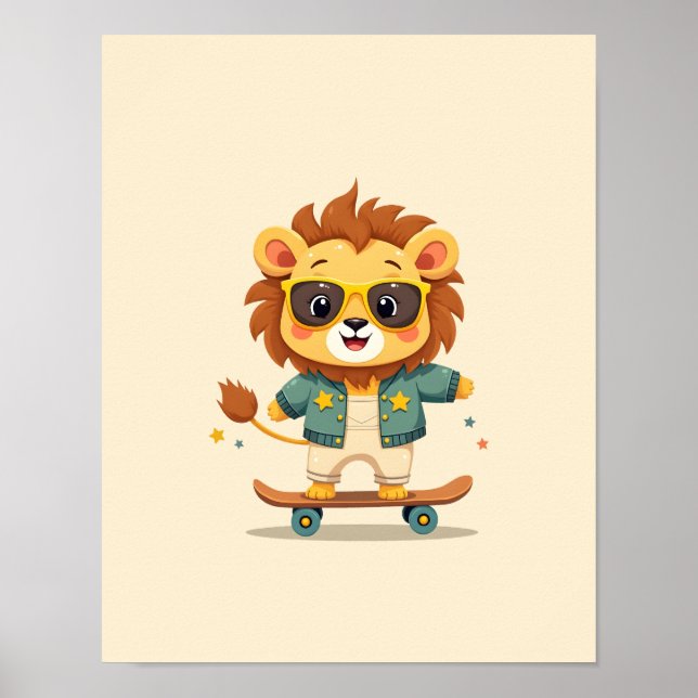 Cute Safari Baby Lion – Whimsical Nursery Wall Art (Front)