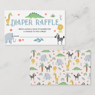 Cute Safari Baby Shower Diaper Raffle Enclosure Card