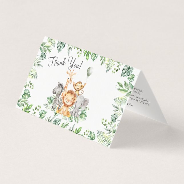 Cute Safari Baby Shower Foldable Thank You Cards (Front)