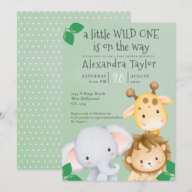 Cute Safari Baby Shower Personalised Invitation (Front/Back)