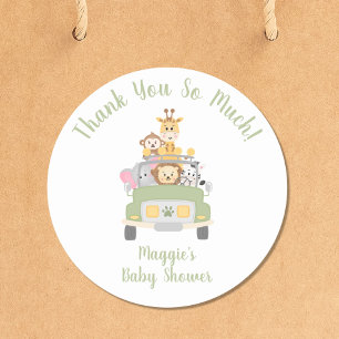 Cute Safari Baby Shower Thank You Classic Round Sticker