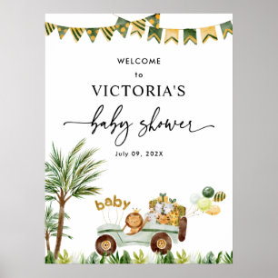 Cute Safari Baby Shower Welcome Sign Poster