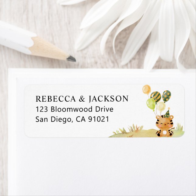 Cute Safari Baby Tiger Return Address Stickers (Insitu)