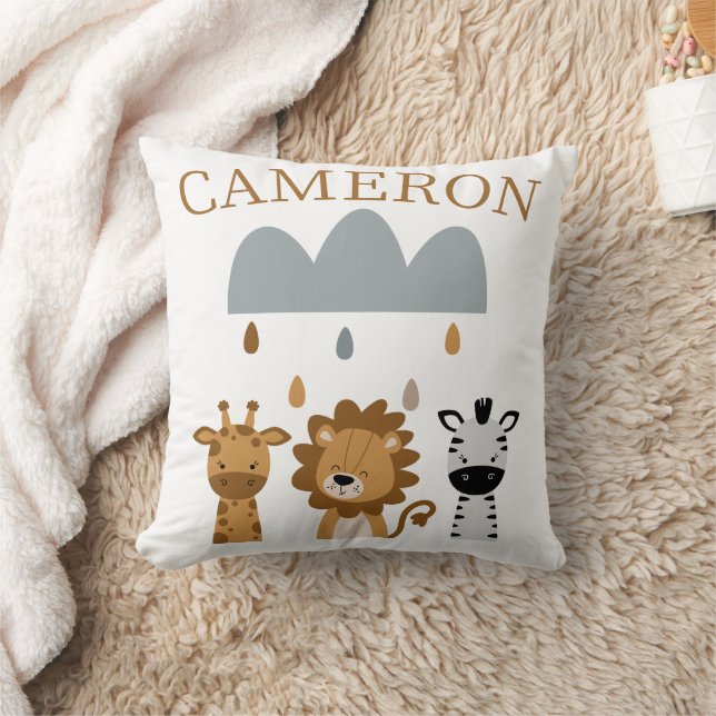 Cute Safari Boho Baby Animals Cushion (Blanket)