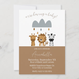 Cute Safari Boho Baby Animals Invitation