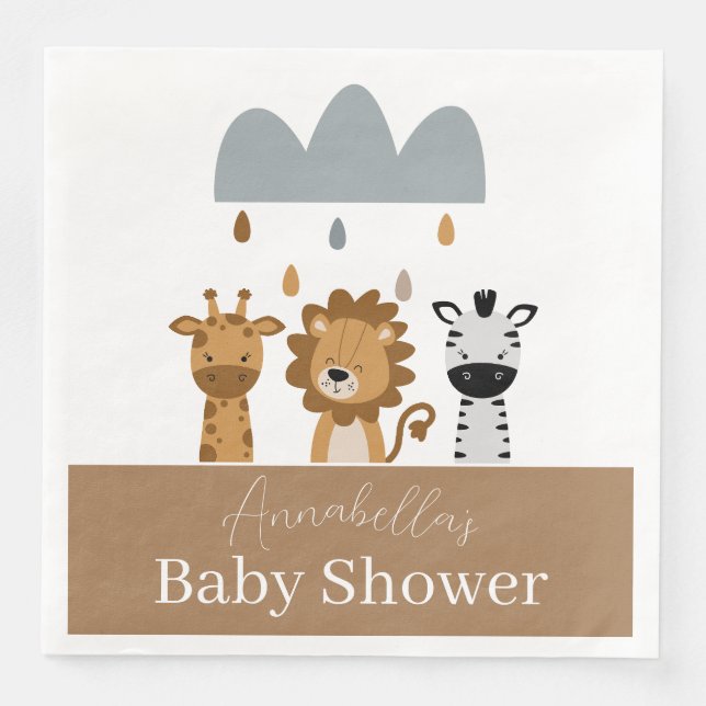 Cute Safari Boho Baby Animals Napkin (Front)