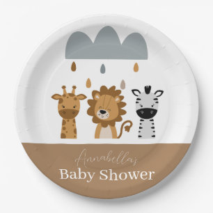 Cute Safari Boho Baby Animals Paper Plate
